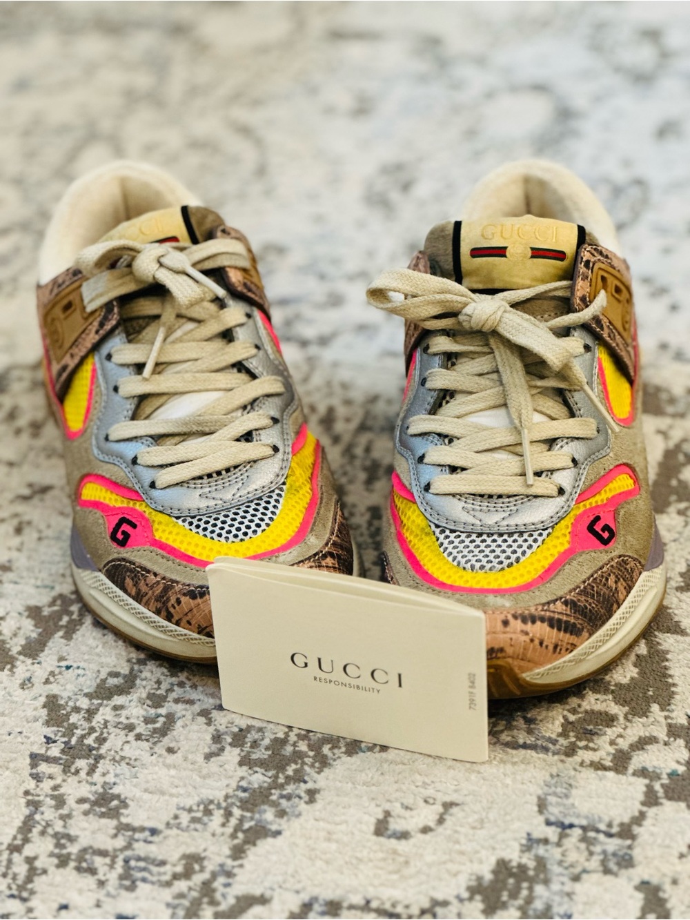 Gucci Multicolor Mesh & Leather Sneakers